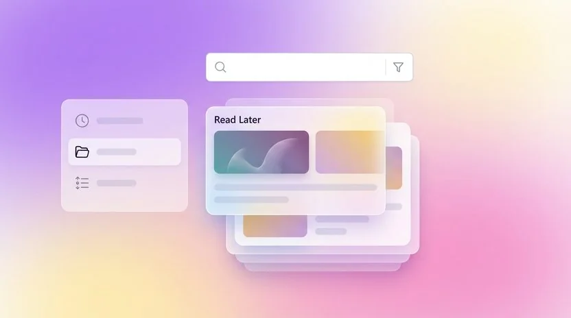 Digital reading list interface with saved articles