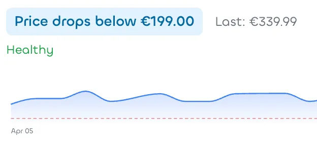 Price monitoring dashboard showing tracked product prices and discounts