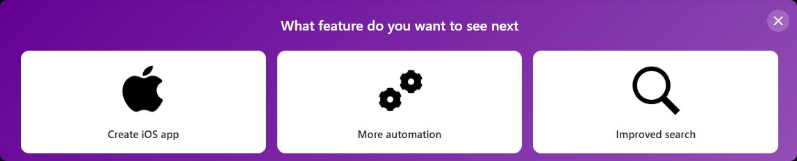 User feedback roadmap and voting board